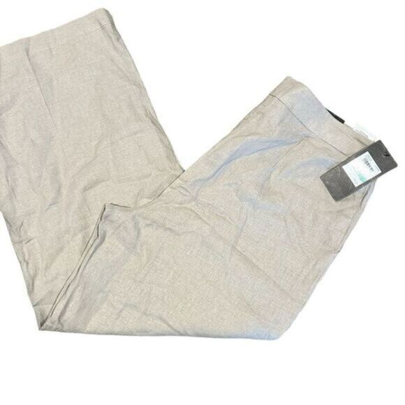 NWT New York Signature Women’s Linen Khaki Wide Leg Crop Pants - Size 8 - Picture 1 of 7